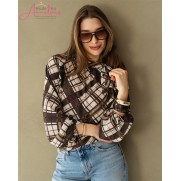 AndCo Woman Blouse Annette BL476 check Kaki